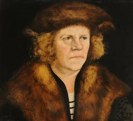 Bildnis eines Mannes in braunem Pelzbarett